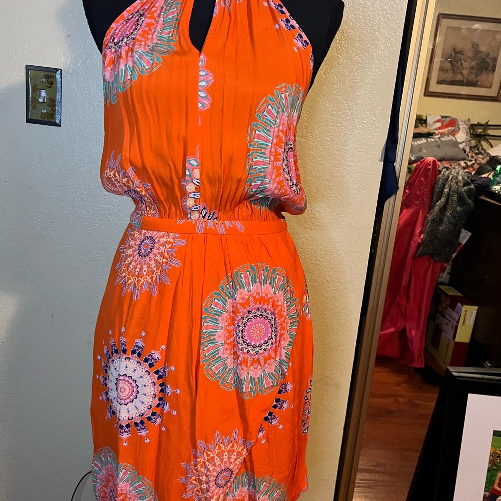 Floreat Anthropologie Orange Mandala Mini Dress